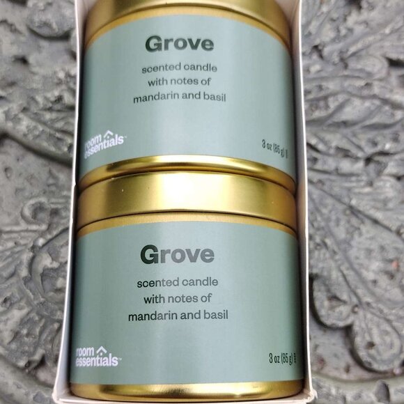 Room Essentials Grove Scented candles with notes of mandarin & basil 2 pack - Picture 6 of 8